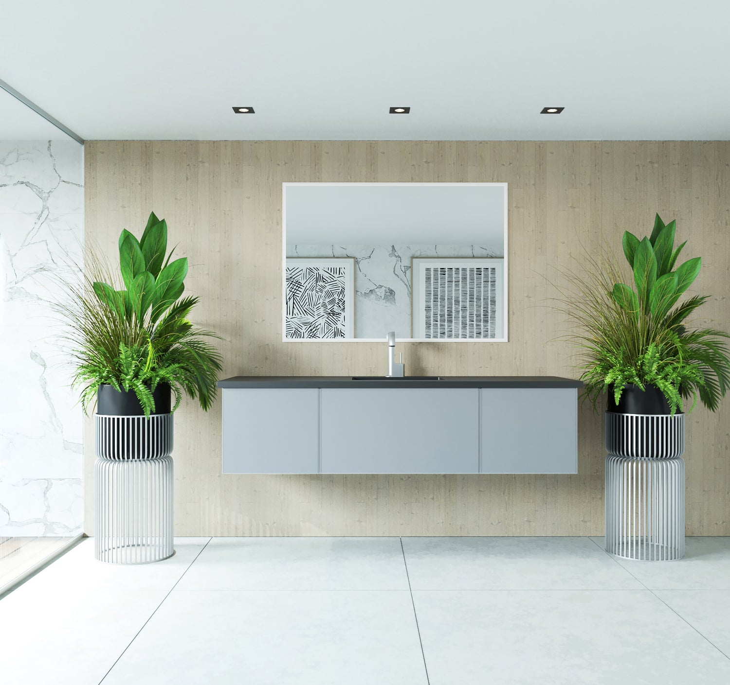 Vitri 66" Fossil Grey Single Sink Wall Hung Bathroom Vanity Cabinet Laviva 313VTR-66FG