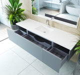Vitri 72" Fossil Grey Single Sink Bathroom Vanity with VIVA Stone Matte White Solid Surface Countertop Laviva 313VTR-72CFG-MW
