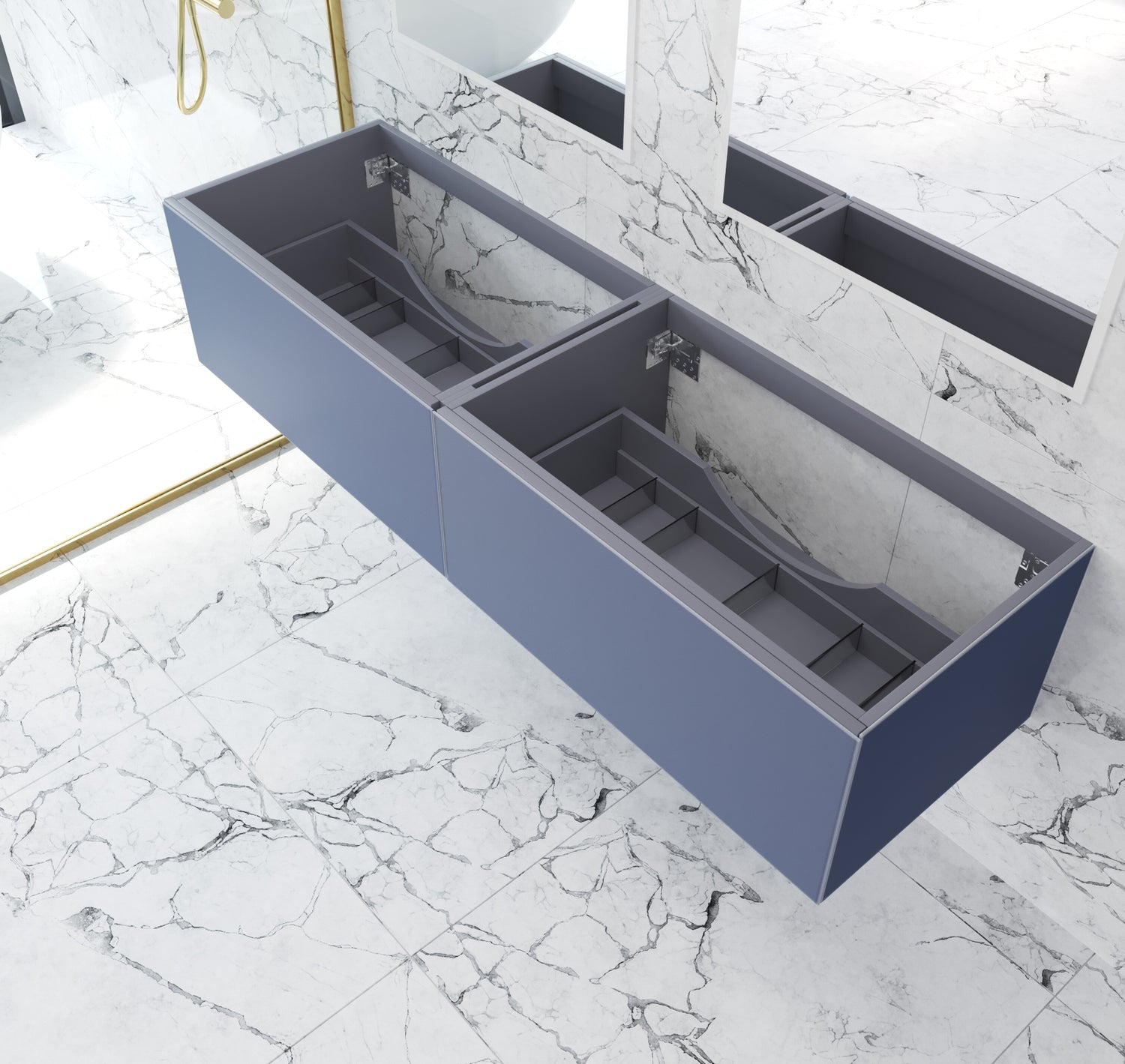 Vitri 72" Nautical Blue Double Sink Wall Hung Bathroom Vanity Cabinet Laviva 313VTR-72DNB