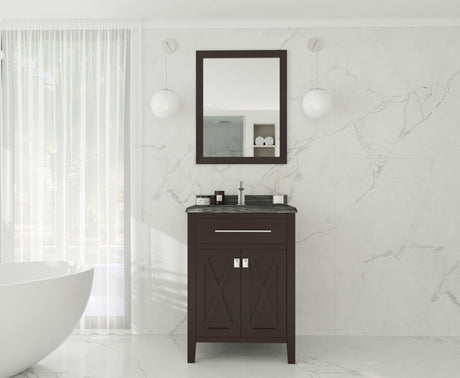 Wimbledon 24" Brown Bathroom Vanity with Black Wood Marble Countertop Laviva 313YG319-24B-BW