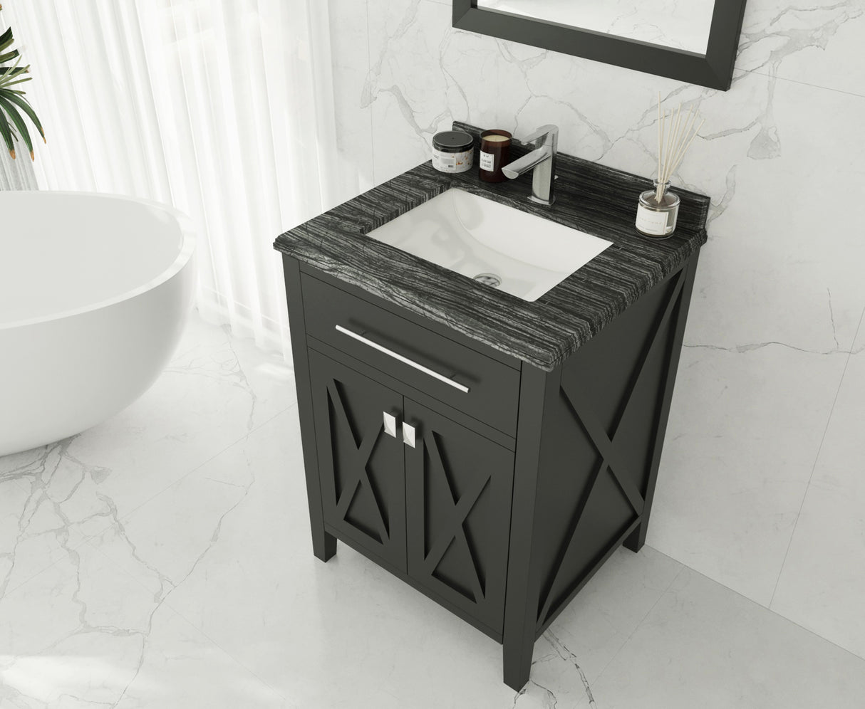 Wimbledon 24" Espresso Bathroom Vanity with Black Wood Marble Countertop Laviva 313YG319-24E-BW