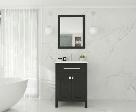 Wimbledon 24" Espresso Bathroom Vanity with Matte White VIVA Stone Solid Surface Countertop Laviva 313YG319-24E-MW