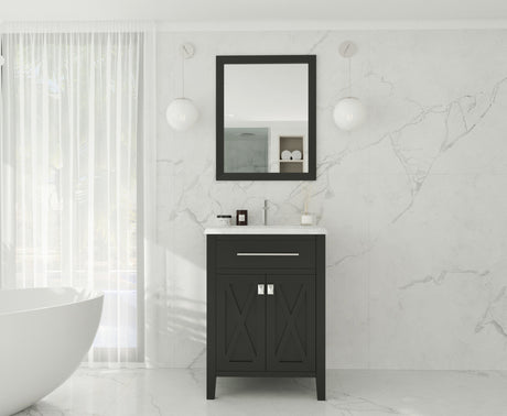 Wimbledon 24" Espresso Bathroom Vanity with White Carrara Marble Countertop Laviva 313YG319-24E-WC