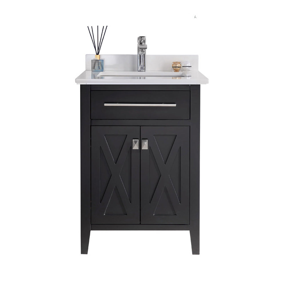 Wimbledon 24" Espresso Bathroom Vanity with White Quartz Countertop Laviva 313YG319-24E-WQ