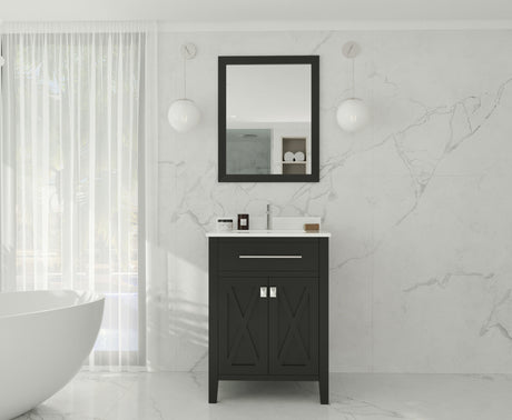 Wimbledon 24" Espresso Bathroom Vanity with White Quartz Countertop Laviva 313YG319-24E-WQ