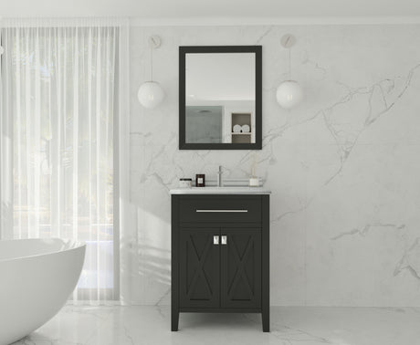 Wimbledon 24" Espresso Bathroom Vanity with White Stripes Marble Countertop Laviva 313YG319-24E-WS