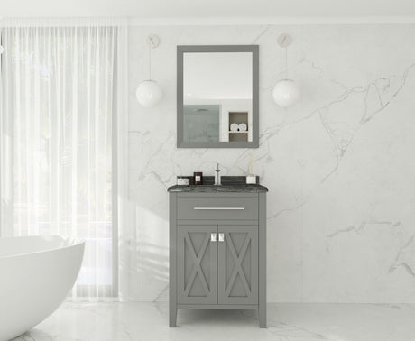 Wimbledon 24" Grey Bathroom Vanity with Black Wood Marble Countertop Laviva 313YG319-24G-BW