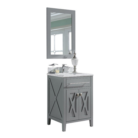 Wimbledon 24" Grey Bathroom Vanity with White Carrara Marble Countertop Laviva 313YG319-24G-WC
