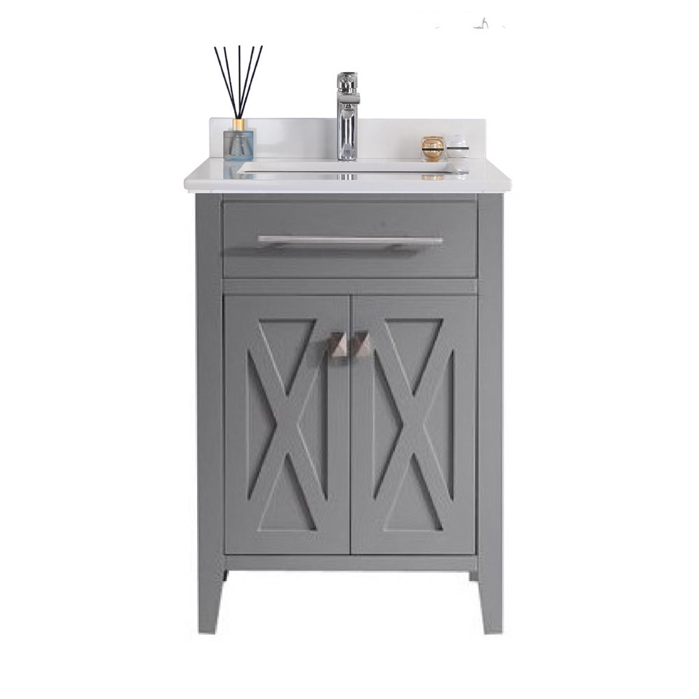 Wimbledon 24" Grey Bathroom Vanity with White Quartz Countertop Laviva 313YG319-24G-WQ
