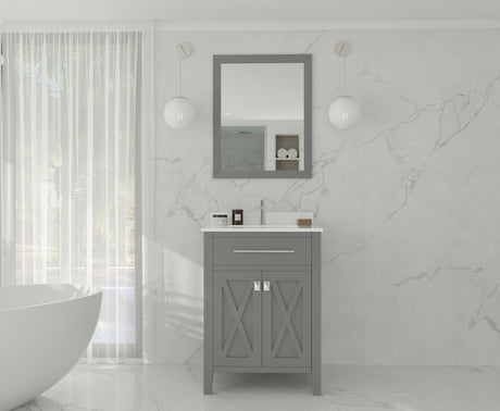 Wimbledon 24" Grey Bathroom Vanity with White Quartz Countertop Laviva 313YG319-24G-WQ