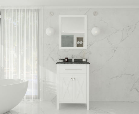 Wimbledon 24" White Bathroom Vanity with Black Wood Marble Countertop Laviva 313YG319-24W-BW