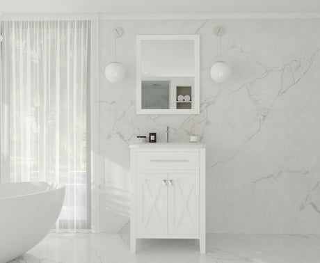 Wimbledon 24" White Bathroom Vanity with White Carrara Marble Countertop Laviva 313YG319-24W-WC