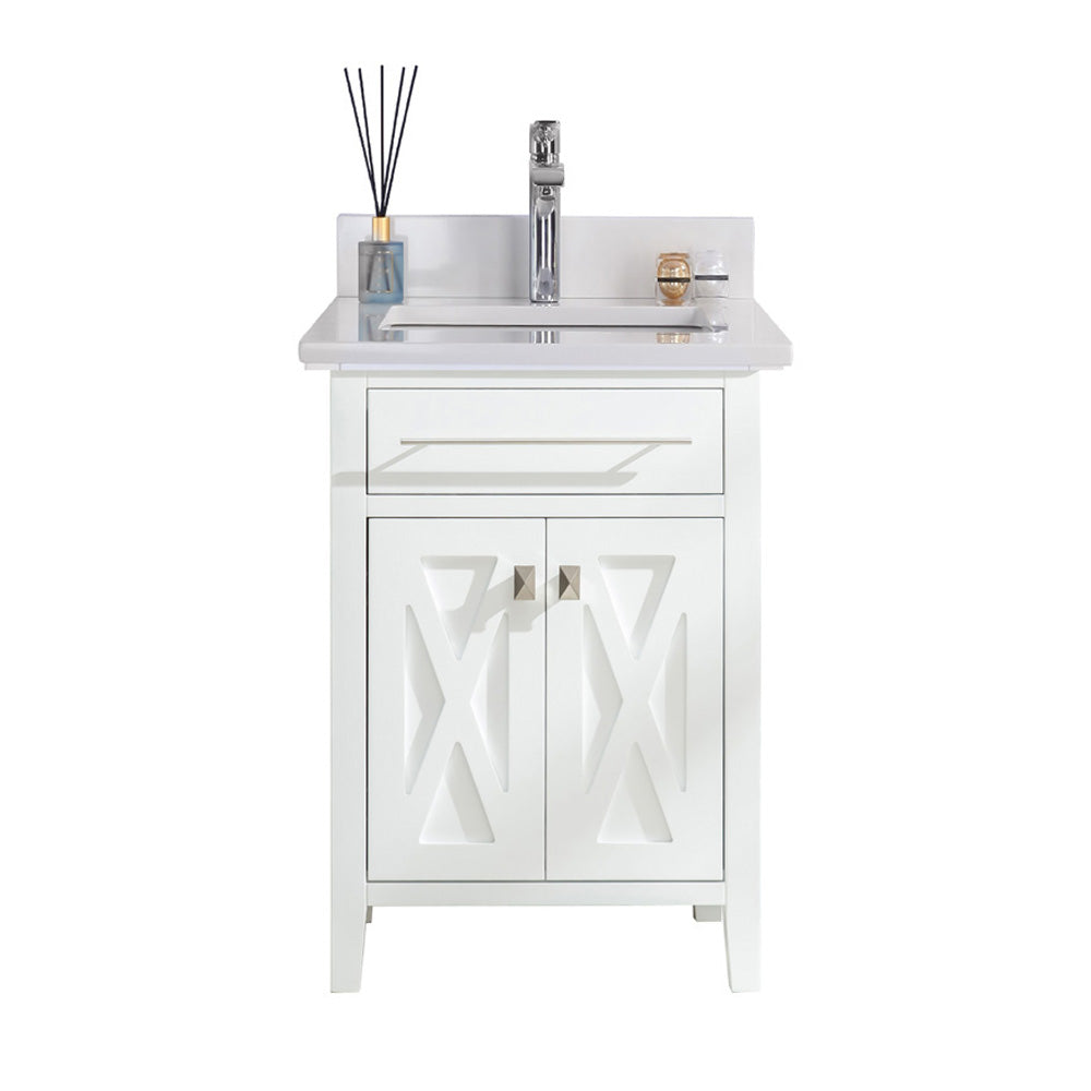 Wimbledon 24" White Bathroom Vanity with White Quartz Countertop Laviva 313YG319-24W-WQ