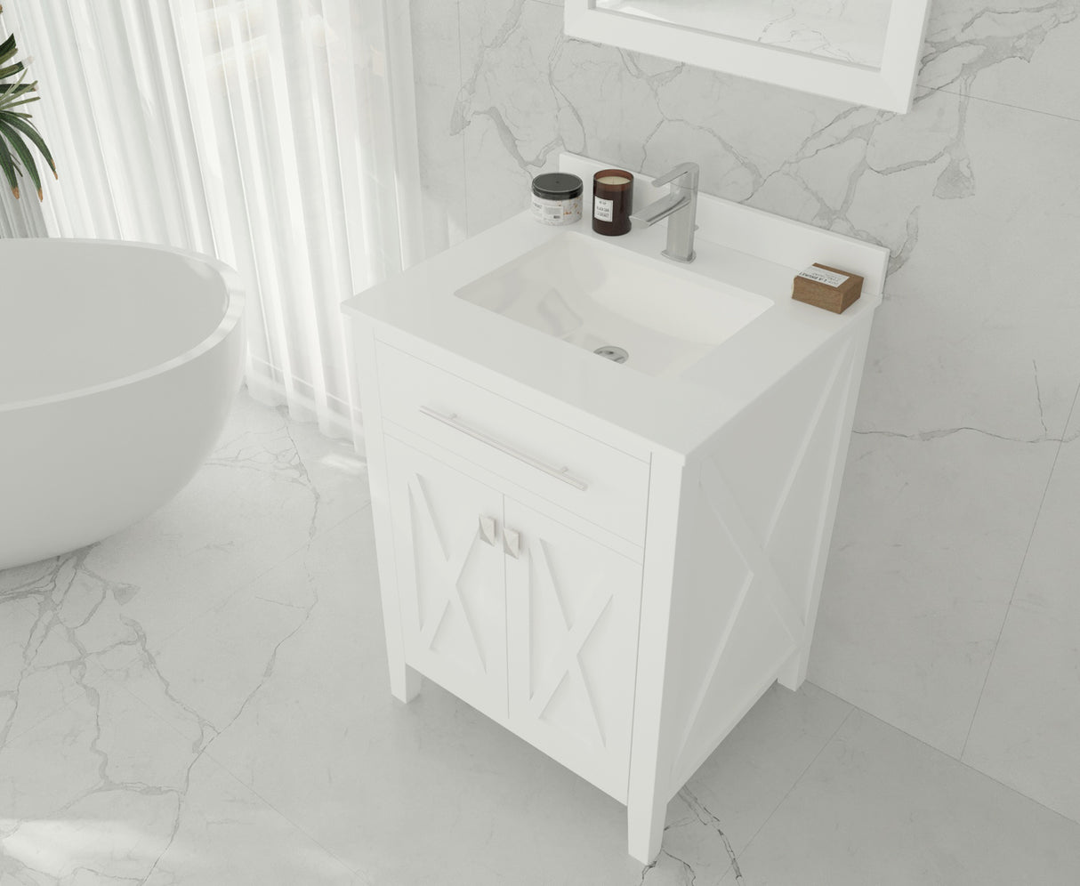 Wimbledon 24" White Bathroom Vanity with White Quartz Countertop Laviva 313YG319-24W-WQ