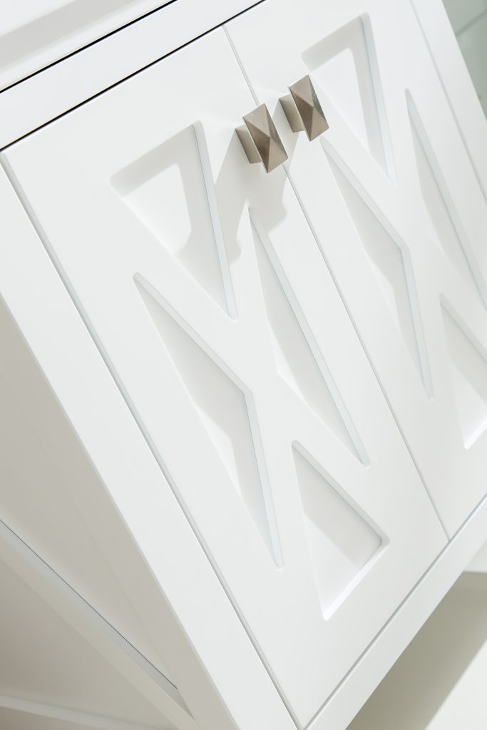 Wimbledon 24" White Bathroom Vanity with White Stripes Marble Countertop Laviva 313YG319-24W-WS