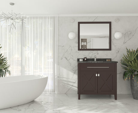 Wimbledon 36" Brown Bathroom Vanity with Black Wood Marble Countertop Laviva 313YG319-36B-BW
