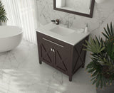 Wimbledon 36" Brown Bathroom Vanity with Matte White VIVA Stone Solid Surface Countertop Laviva 313YG319-36B-MW