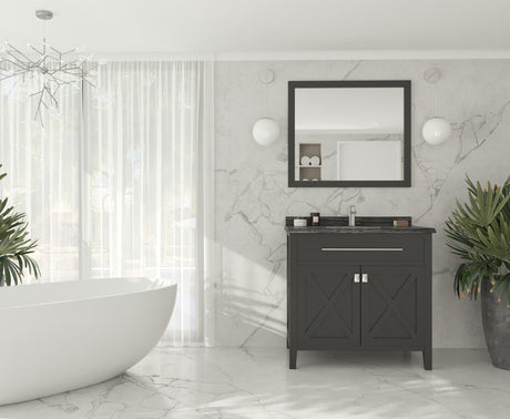 Wimbledon 36" Espresso Bathroom Vanity with Black Wood Marble Countertop Laviva 313YG319-36E-BW