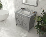 Wimbledon 36" Grey Bathroom Vanity with White Stripes Marble Countertop Laviva 313YG319-36G-WS
