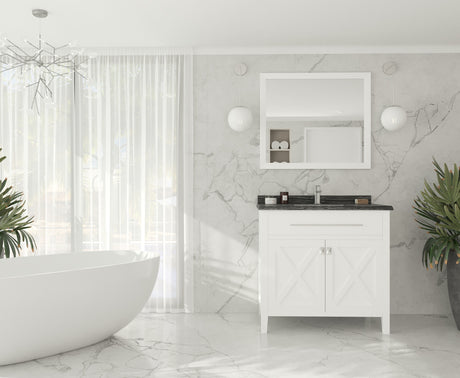 Wimbledon 36" White Bathroom Vanity with Black Wood Marble Countertop Laviva 313YG319-36W-BW