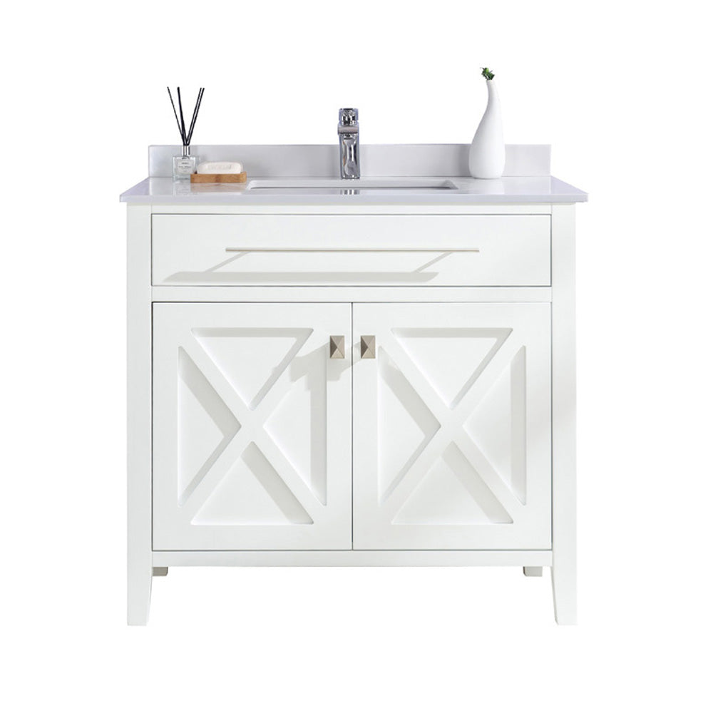 Wimbledon 36" White Bathroom Vanity with White Quartz Countertop Laviva 313YG319-36W-WQ