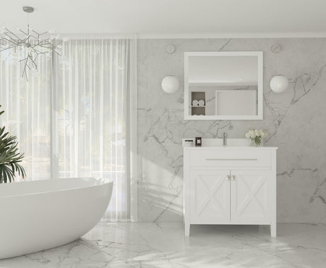 Wimbledon 36" White Bathroom Vanity with White Quartz Countertop Laviva 313YG319-36W-WQ