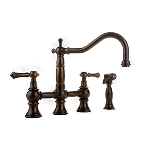 GRAFF Olive Bronze Bridge Kitchen Faucet with Side Spray G-4845-LM34-OB