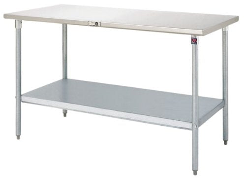 John Boos ST6-2484GSK Worktable with Galvanized Shelf & Base, Stainless Steel, 6 Legs, 84" W x 24" D 35-3/4" h