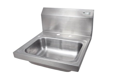 John Boos PBHS-W-1410-2DM Stainless Steel Wall Mount Hand Sink with 2 Holes Deckmount Faucet, 14 x 10 5 inch - 1 each.