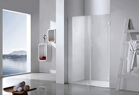 Genius Plus Frameless Shower Door Size fits for Width of 57' - 61'' * H76'' with a Side Panel in Matte Black Premium Hardware Finish, Low Iron Tempered Glass Included(59'') …