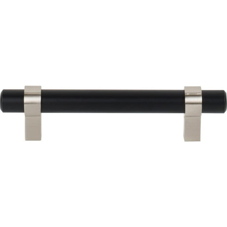 Jeffrey Alexander 596MBSN 96 mm Center-to-Center Matte Black with Satin Nickel Key Grande Cabinet Bar Pull