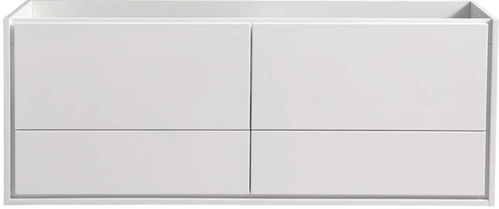 Fresca FCB9260WH-S Fresca Catania 60" Glossy White Wall Hung Single Sink Modern Bathroom Cabinet