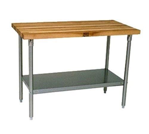 John Boos JNS16 Maple Top Work Table with Galvanized Steel Base and Adjustable Lower Shelf, 48" Long x 36" Wide 1-1/2" Thick