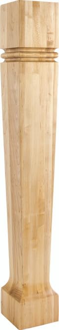Hardware Resources P80-5-RW 5" W x 5" D x 35-1/2" H Rubberwood Bullnose Tapered Post
