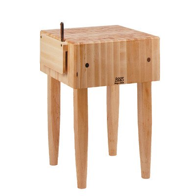 John Boos PCA4-C Pro Chef Prep Table with Butcher Block Top Casters: Included, Size: 30" W x 24" D PCA BLOCK 30X24X10 W/HOLDER/CAS CRM