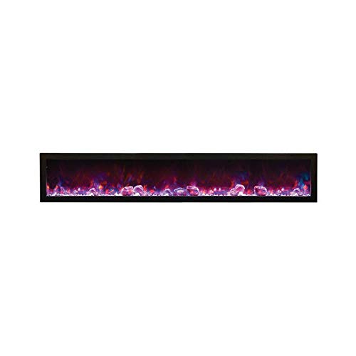 Amantii BI-88-DEEP-OD Panorama Deep Full View Smart Electric  - 88" Indoor /Outdoor WiFi Enabled Fireplace, featuring a MultiFunction Remote, Multi Speed Flame Motor, Glass Media & a Black Trim