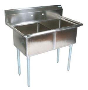 John Boos E2S8-24-14 E Series Stainless Steel Sink, 14" Deep Bowl, 2 Compartment, 53" Length x 29-1/2" Width