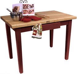 John Boos C4824-BN Cream Finish Barn Red Base Maple Classic Country Work Table, 48 x 24 1.75 inch - 1 each.