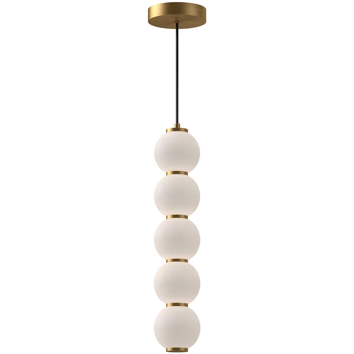Alora PD531515AGOP BIJOU 5" PD AGED BRASS MATTE OPAL GLASS CORD 72 LED 3000K 90CRI 18W