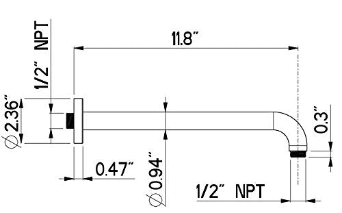 Nikles A48N.L30.000.34N/US Shower arm XL 24mm - 300 Brushed Nickel