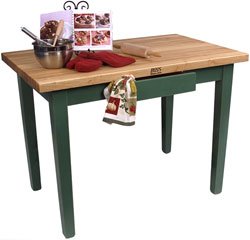 John Boos C4824-BS Cream Finish Basil Green Base Maple Classic Country Work Table, 48 x 24 1.75 inch - 1 each.