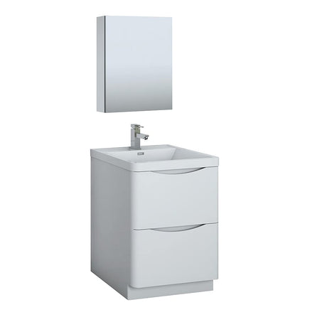 Fresca FVN9124GRG Fresca Tuscany 24" Glossy Gray Free Standing Modern Bathroom Vanity w/ Medicine Cabinet