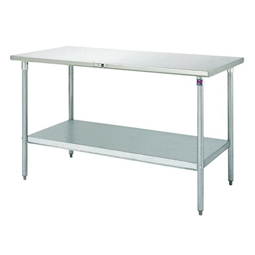 John Boos ST6-2436GSK 16 gauge Stainless Steel Work Table, Flat Top, Galvanized Base and Shelf, 36" x 24"