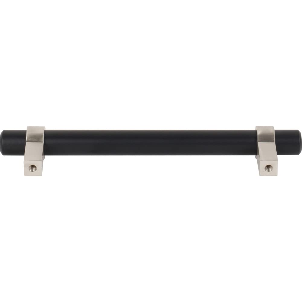 Jeffrey Alexander 5128MBSN 128 mm Center-to-Center Matte Black with Satin Nickel Key Grande Cabinet Bar Pull