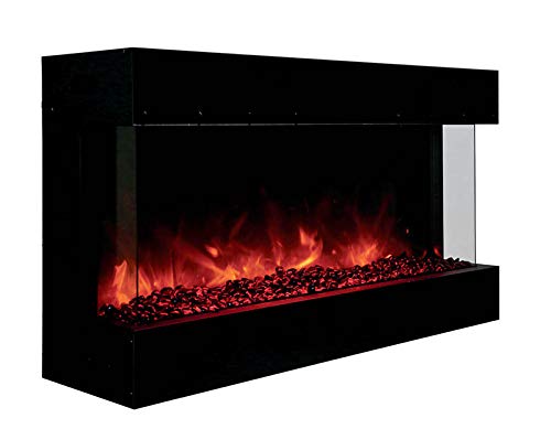 Amantii 40-TRU-VIEW-XL Tru View Deep Smart Electric - 40" Indoor / Outdoor WiFi Enabled 3 Sided Fireplace Featuring a depth of 14 1/4", MultiFunction Remote Control, Multi Speed Flame Motor, and a Selection of Media Options