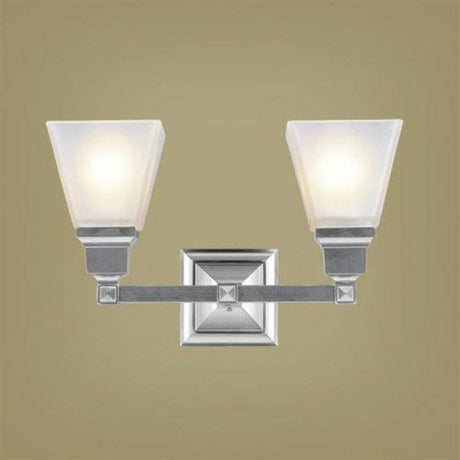 Livex Lighting 1032-91 Mission 2 Light Vanity Brushed Nickel with Frosted Glass, 15 x 7.75 x 9.5