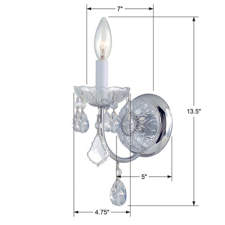 Imperial 1 Light Clear Italian Crystal Polished Chrome Sconce 3221-CH-CL-I