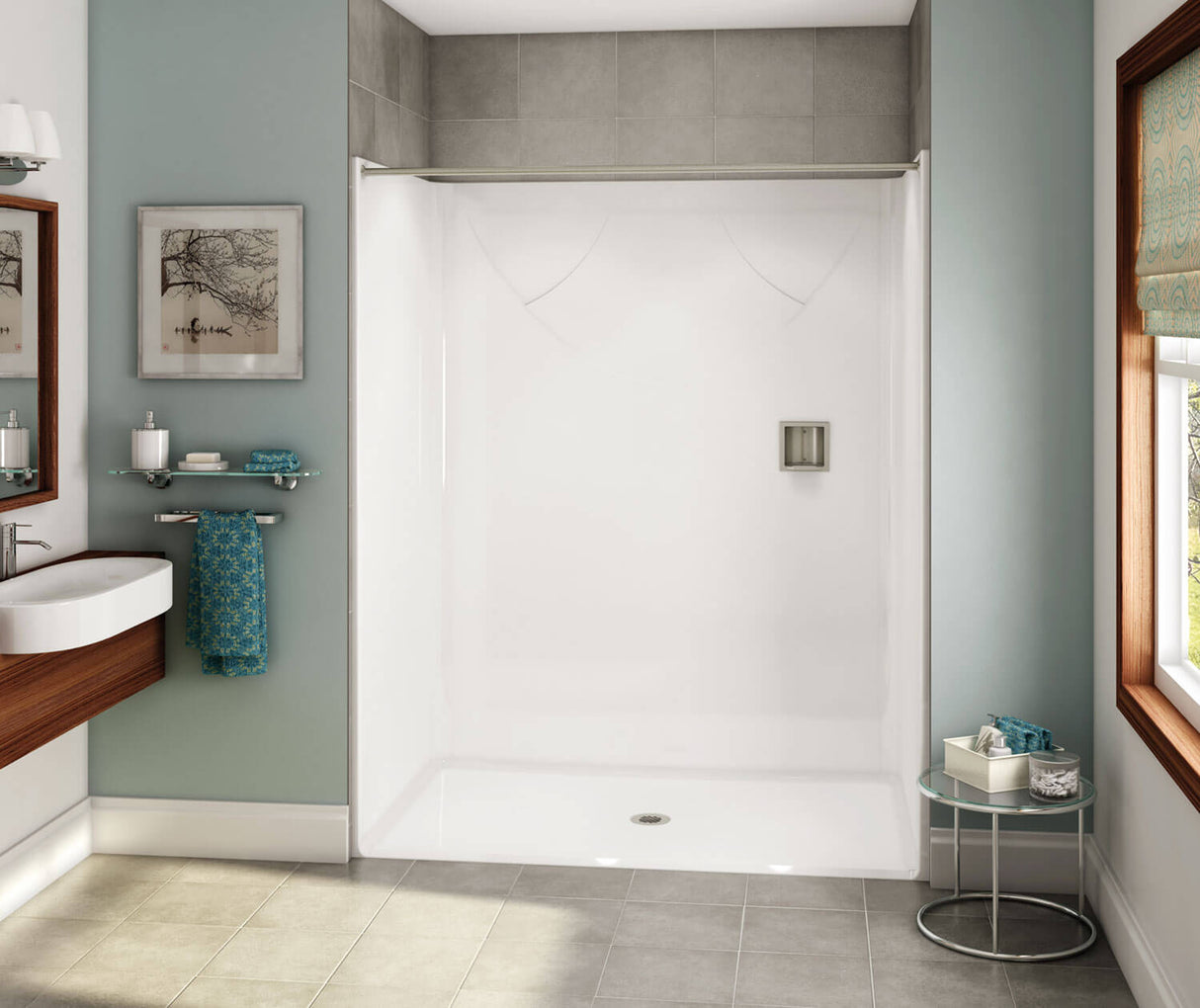 MAAX 106040-000-002-000 OPS-6036 - Base Model AcrylX Alcove Center Drain One-Piece Shower in White