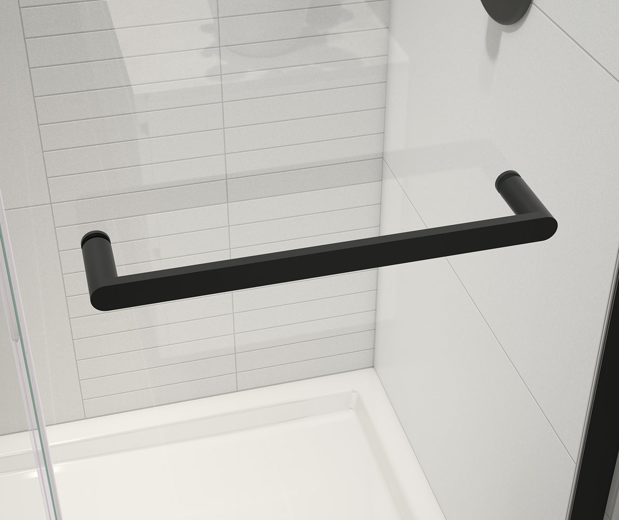 MAAX 138954-900-340-000 Halo Pro 44 ½-47 x 78 ¾ in. 8 mm Sliding Shower Door with Towel Bar for Alcove Installation with Clear glass in Matte Black