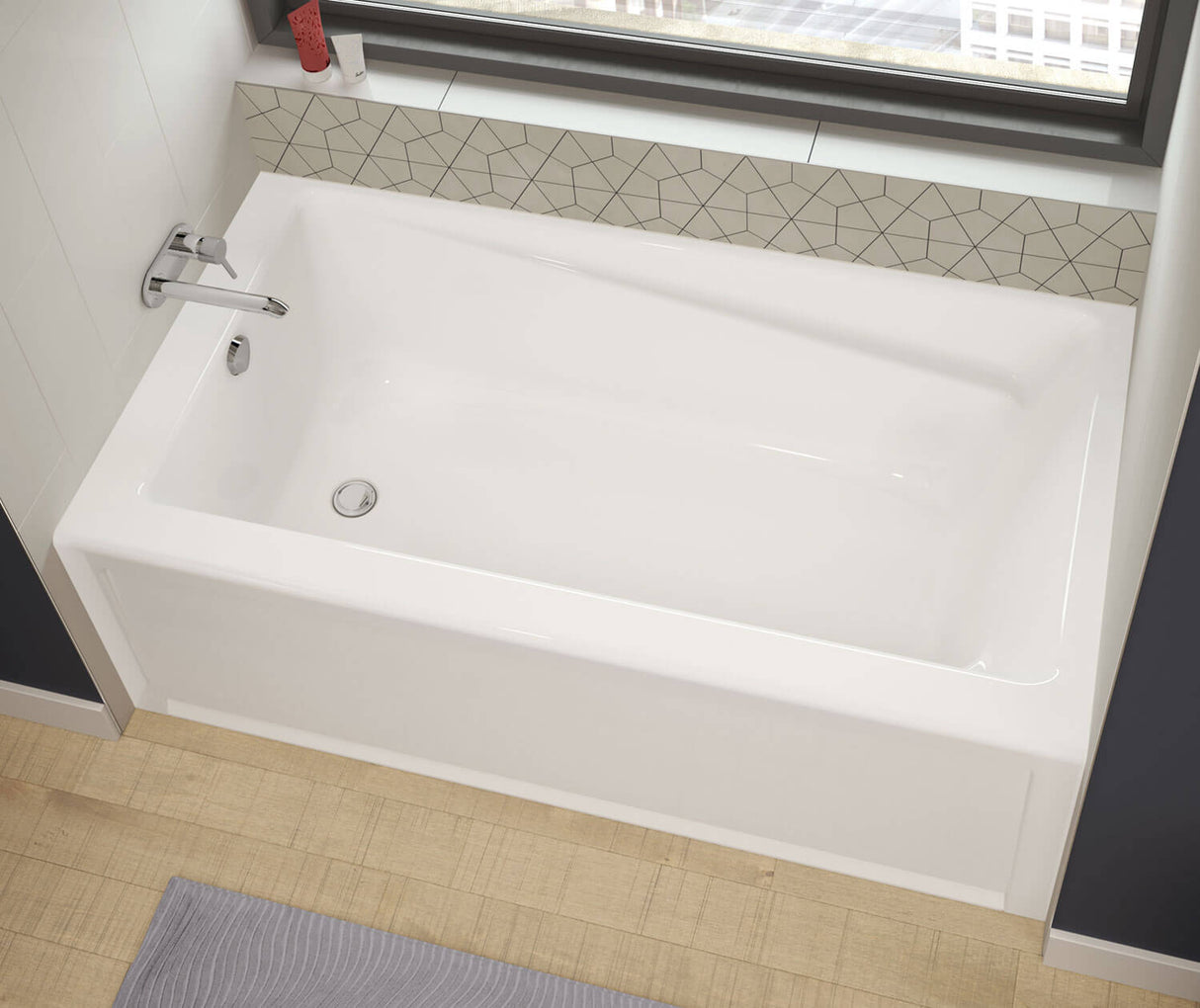 MAAX 105454-108-001-002 New Town 6030 IFS Acrylic Alcove Right-Hand Drain Aerosens Bathtub in White